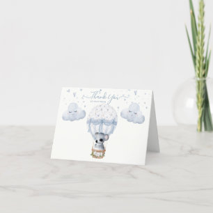 Boy Koala Blue Hot Air Balloon Floral Watercolor Thank You Card