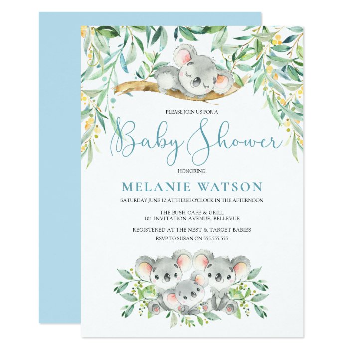 Boy Koala Bush Babies Baby Shower Invitations Zazzle Com