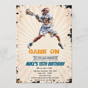 Boy Lacrosse birthday party invitation