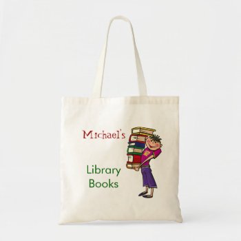 Boy Library Book Bag Custom Name by MaggieMart at Zazzle
