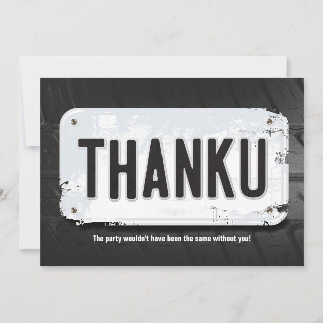 Boy License Plate Thank You Cards (Front)