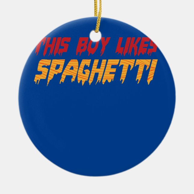 Boy Likes Spaghetti Pasta Chef Noodles  Ceramic Ornament (Front)