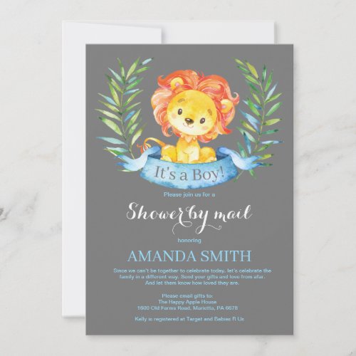 Boy Lion Baby Shower by Mail Invitation