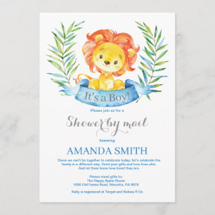 Boy Lion Baby Shower by Mail Invitation