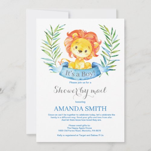 Boy Lion Baby Shower by Mail Invitation