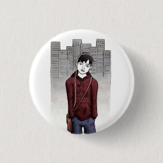 boy listening music pinback button