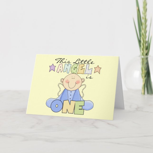 Boy Little Angel 1st Birthday Tshirts and Gifts Card (Front)