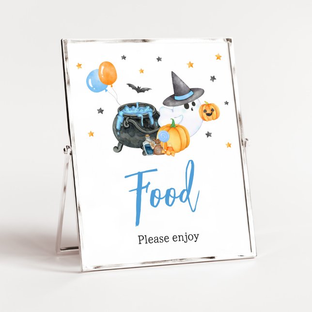 Boy Little Boo Ghost Baby Shower Food Poster (Ghost Halloween Baby Shower
Food Sign)