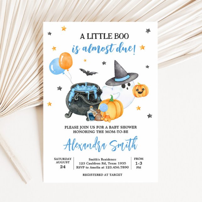 Boy Little Boo Ghost Baby Shower Invitation (Ghost Halloween Baby Shower  Invitation
)