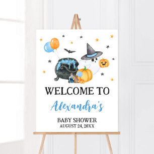 Boy Little Boo Ghost Baby Shower Welcome Poster