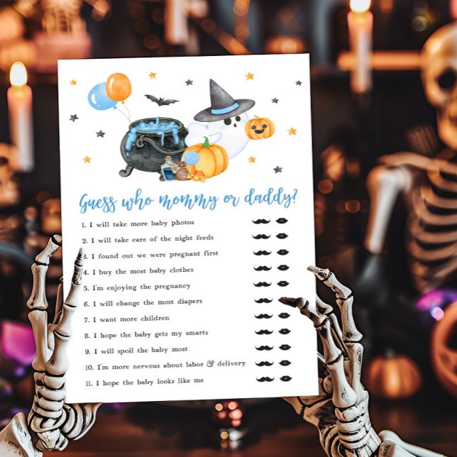 Boy Little Boo Ghost Guess who Mommy or Daddy Game (Ghost Halloween Baby Shower Guess who Mommy or Daddy Game)