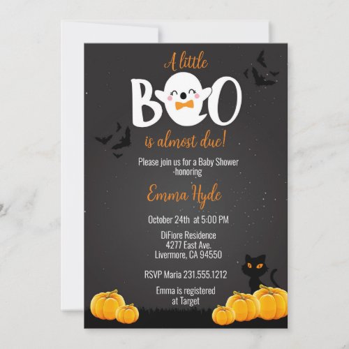 Boy Little Boo Halloween Baby Shower Invitation