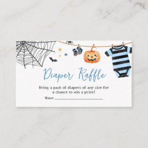 Boy Little Boo Halloween Pumpkin Diaper Raffle Enclosure Card