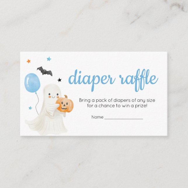 Boy Little Boo is Almost Due Diaper Raffle Enclosure Card (Front)