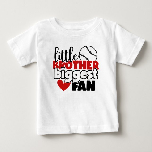 boy little Brother biggest fan word art Baseball  Baby T-Shirt (Front)