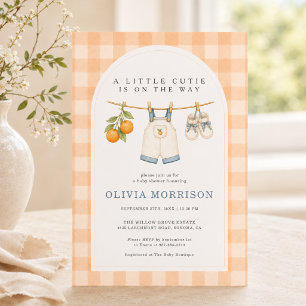Boy Little Cutie Clothesline Baby Shower Invitation