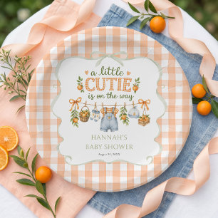 Boy Little Cutie Orange Citrus Baby Shower Paper Plates