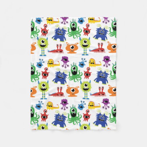 Boy Little Monsters Colorful Pattern Cute Kids Fleece Blanket