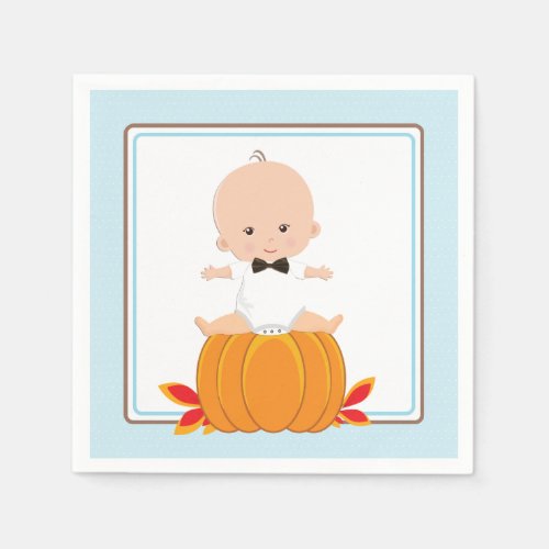 Boy Little Pumpkin Baby Shower Paper Napkins