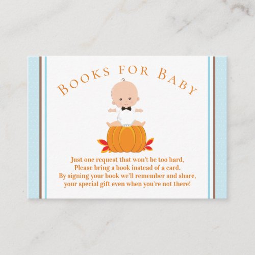 Boy Little Pumpkin Book Request Business Card
