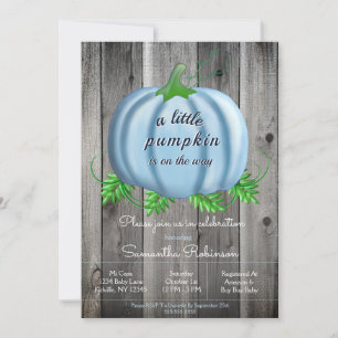 Boy Little Pumpkin Fall Pumpkin Baby Shower Invitation