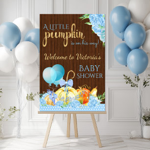 Boy Little Pumpkin Rustic Wood Baby Shower Sign