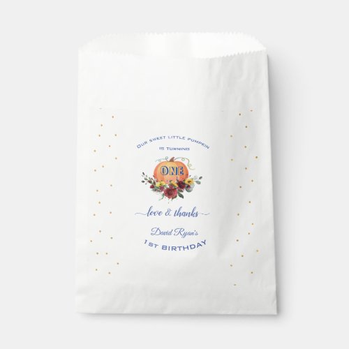  Boy Little Pumpkin Thanksgiving 1st Birthday    Favor Bag