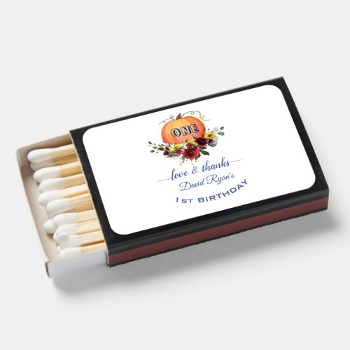 Boy Little Pumpkin Thanksgiving 1st Birthday  Matchboxes