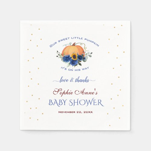  Boy Little Pumpkin Thanksgiving Baby Shower   Pap Napkins