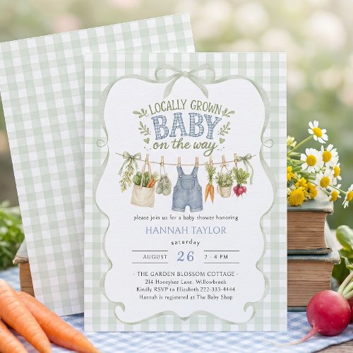 Boy Locally Grown Baby Shower Invitation