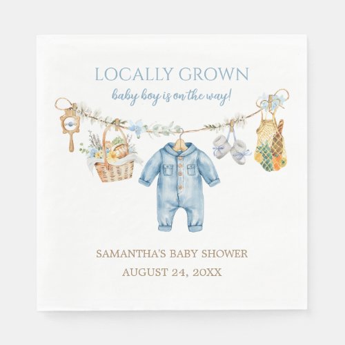 Boy Locally Grown Baby Shower Luncheon  Napkins