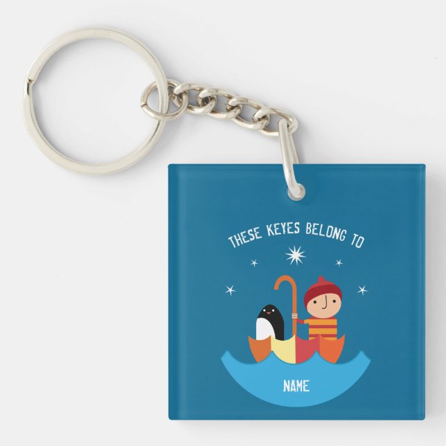 Boy Lost And Found Friendship Metal Lunchbox Keychain (Front)