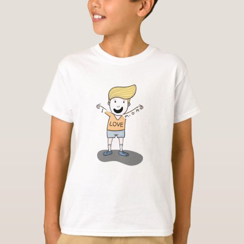 Boy love mom comic on kids t_shirt