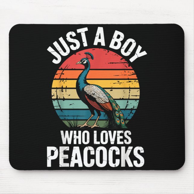 Boy Loves Peacocks Mouse Pad (Front)