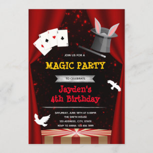 Boy magic show party invitation