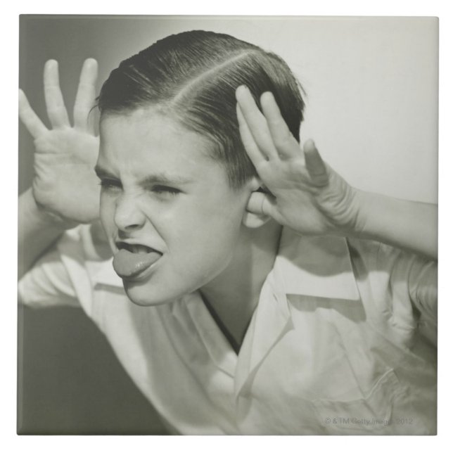 Boy Making Face Ceramic Tile (Front)
