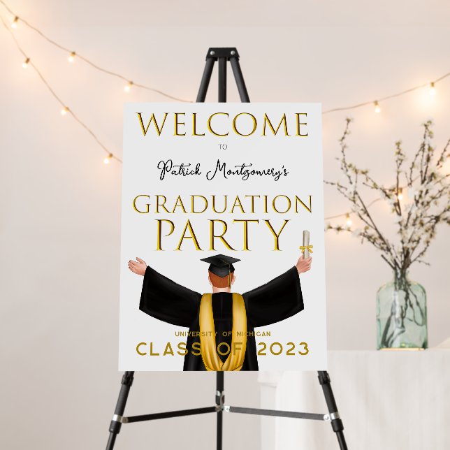 Boy Male Graduation Party Welcome Sign (In Situ (Stand))