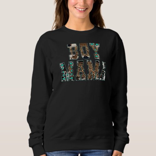 Boy Mama Cowhide Turquoise Gemstone Western Countr Sweatshirt