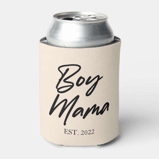 Boy Mama Custom Est. Year Minimal Mom Mother Mommy Can Cooler (Can Front)