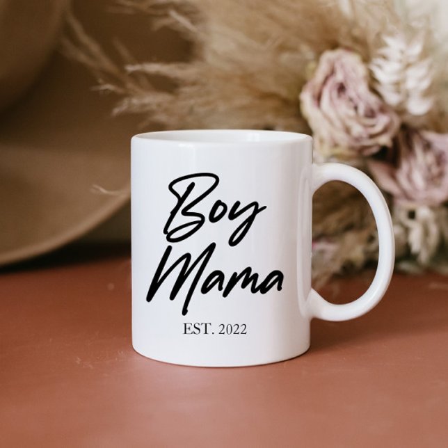 Boy Mama Custom Est. Year Minimal Mom Mother Mommy Coffee Mug (Creator Uploaded)