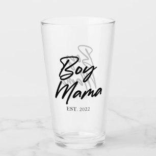 Boy Mama Custom Est. Year Minimal Mom Mother Mommy Glass