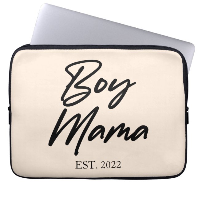 Boy Mama Custom Est. Year Minimal Mom Mother Mommy Laptop Sleeve (Front)