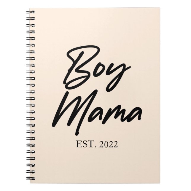 Boy Mama Custom Est. Year Minimal Mom Mother Mommy Notebook (Front)