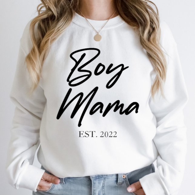 Boy Mama Custom Est. Year Minimal Mom Mother Mommy Sweatshirt (Creator Uploaded)
