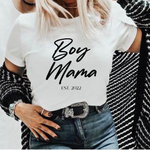 Boy Mama Custom Est. Year Minimal Mom Mother Mommy T-Shirt
