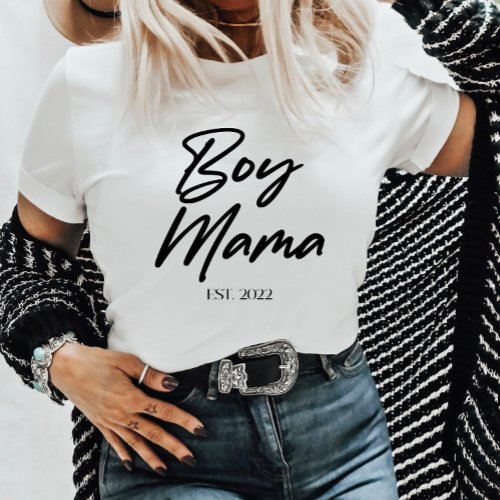 Boy Mama Custom Est Year Minimal Mom Mother Mommy T_Shirt