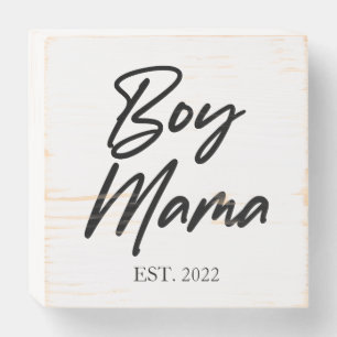 Boy Mama Custom Est. Year Minimal Mom Mother Mommy Wooden Box Sign