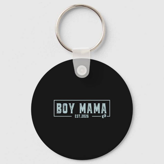 Boy Mama Est 2026 Pregnancy Mom To Be New Mama 202 Keychain (Front)