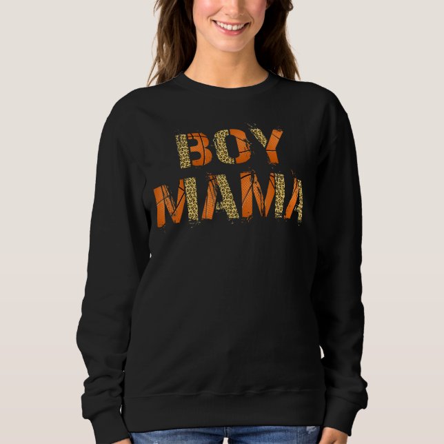 Boy Mama  For Women Leopard Print Basketball Theme Sweatshirt (Front)