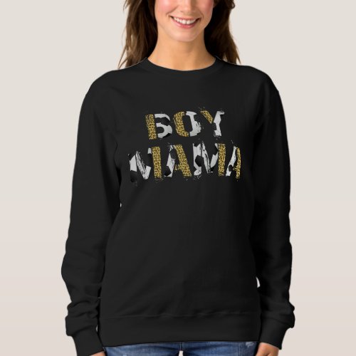 Boy Mama  For Women Leopard Print Soccer Theme Sweatshirt